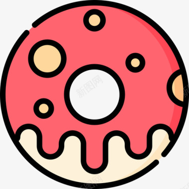 甜甜圈甜点和糖果8线性颜色图标图标