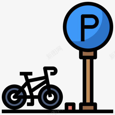 自行车停车场共工作空间12线性颜色图标图标