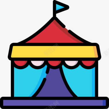 马戏团帐篷游乐园45线性颜色图标图标