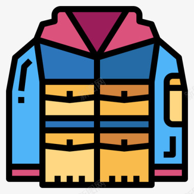 大衣冬季125线性颜色图标图标