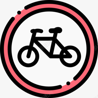 自行车交通标志14线颜色图标图标