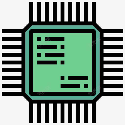 芯片电子元件线颜色图标svg_新图网 https://ixintu.com 电子元件 芯片 颜色