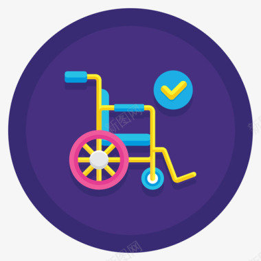 轮椅共工作空间4平面圆形图标图标
