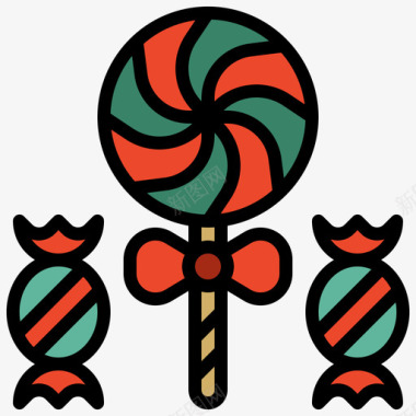 棒棒糖圣诞317线形颜色图标图标