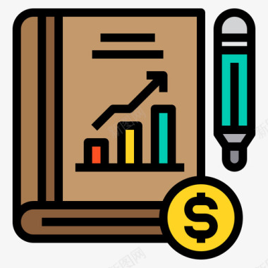 书籍商业和金融8线性颜色图标图标