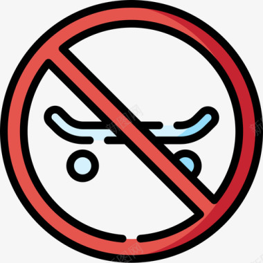 禁止溜冰标志和禁令6线颜色图标图标