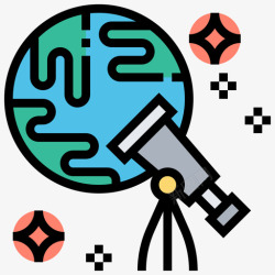 7号探索号航天技术7线性颜色图标高清图片