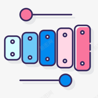 木琴音乐120线性颜色图标图标