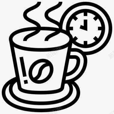咖啡休息时间商务必备7直线型图标图标