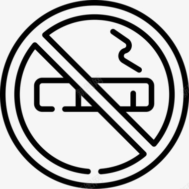 禁止吸烟信号和禁令4线性图标图标