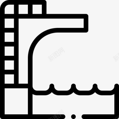 蹦床水上公园32直线图标图标