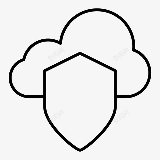 屏蔽云数据库图标svg_新图网 https://ixintu.com 云计算 保护 图标 安全 屏蔽 数据库 细线