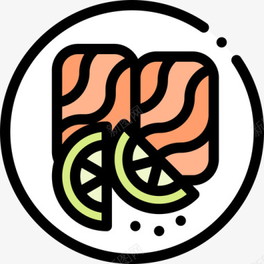 鲑鱼夏季食品和饮料2线性颜色图标图标