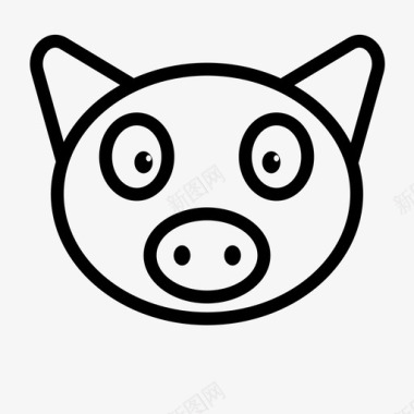 猪动物动物轮廓图标图标