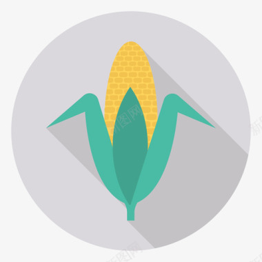 玉米食品和饮料30圆形图标图标