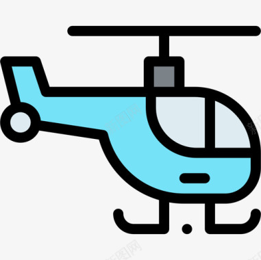 直升机车辆和运输工具1线性颜色图标图标