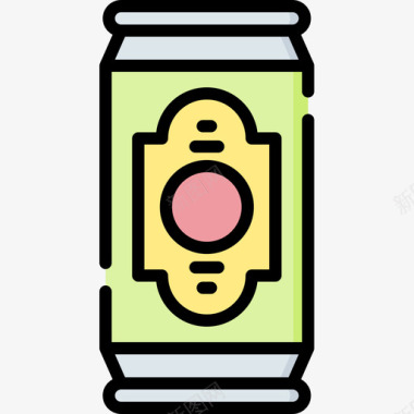 啤酒罐野餐56线性颜色图标图标