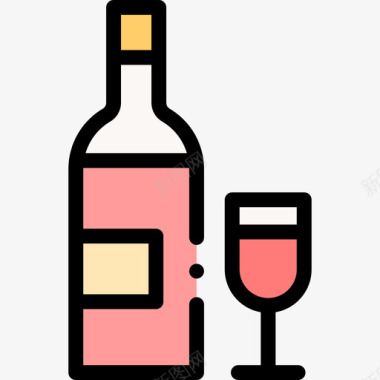 葡萄酒过敏35线性颜色图标图标