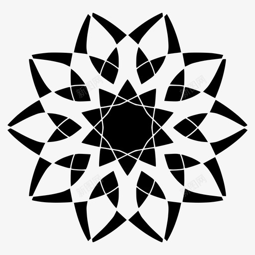 抽象的抽象的花1个抽象的花图标svg_新图网 https://ixintu.com 1个 抽象 曼陀罗 花环