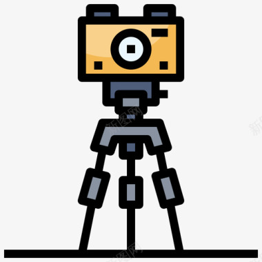 摄像机三脚架视频制作22线性彩色图标图标