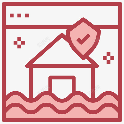 房屋保险在线服务红色图标svg_新图网 https://ixintu.com 保险 在线服务 房屋 红色