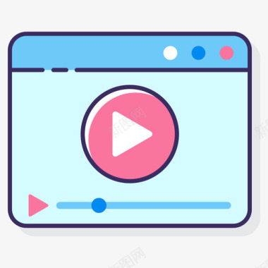 视频播放器通信媒体3线性彩色图标图标