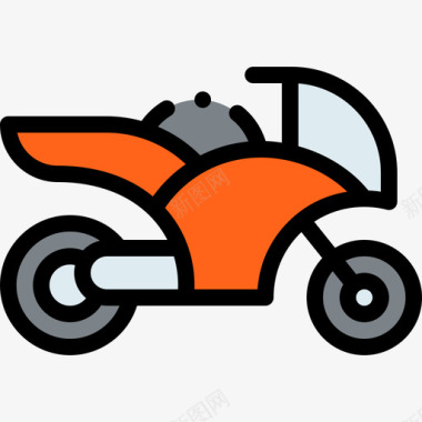 摩托车车辆和运输工具1线性颜色图标图标