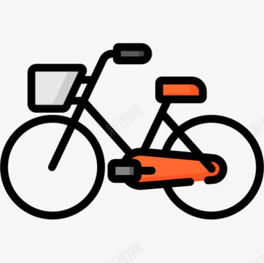 自行车车辆和交通工具12线性颜色图标图标