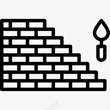 砖墙建筑工线性图标图标