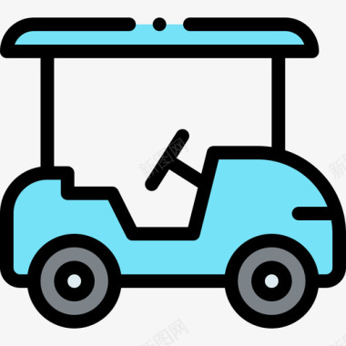 高尔夫球车车辆和运输工具1线性颜色图标图标