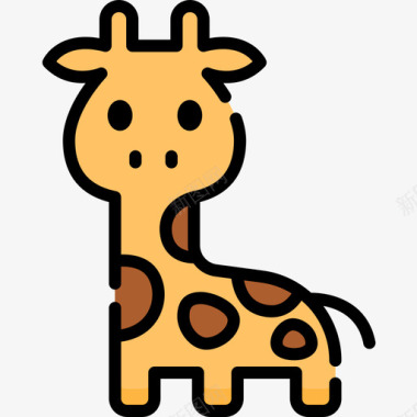 长颈鹿动物53线性颜色图标图标