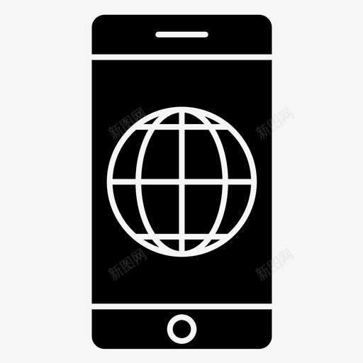 智能手机手机地球仪图标svg_新图网 https://ixintu.com 互联网 地球仪 手机 智能