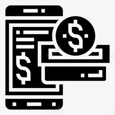 智能手机支付数字银行5字形图标图标