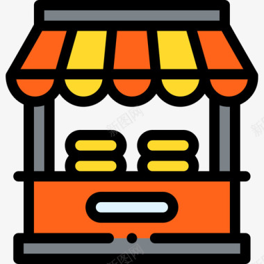 售货亭城市生活39线性颜色图标图标