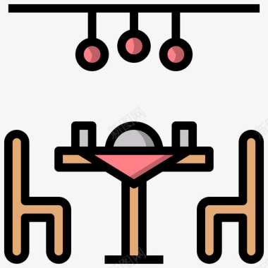 餐桌家庭和生活39线性颜色图标图标
