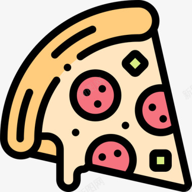 披萨夏季食品和饮料2线性颜色图标图标