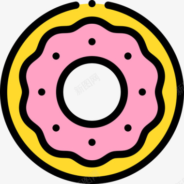 甜甜圈甜点和糖果6线性颜色图标图标