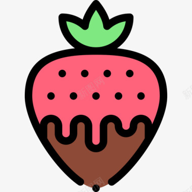 草莓甜点和糖果6线性颜色图标图标