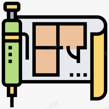 蓝图建筑56线颜色图标图标