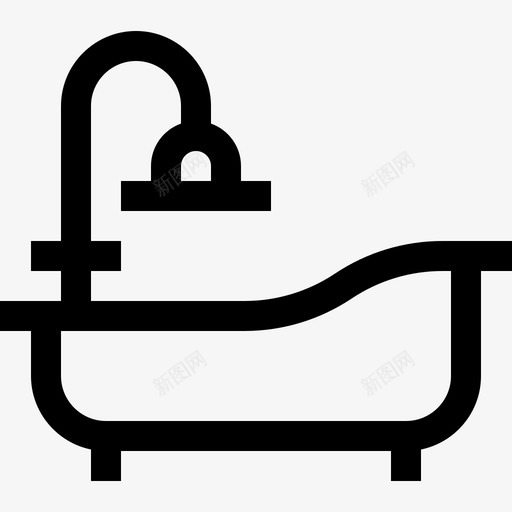 浴缸家居用品27直线型图标svg_新图网 https://ixintu.com 家居用品 浴缸 直线 线型