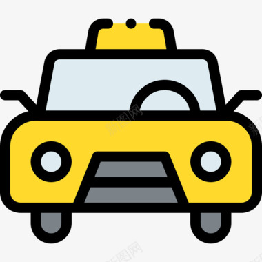 出租车车辆和运输工具1线性颜色图标图标