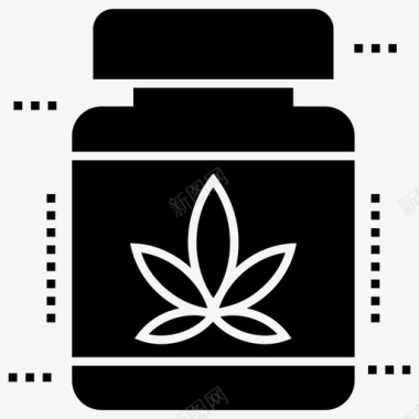 大麻药瓶草药传统药物图标图标