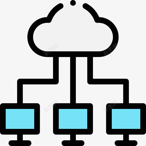 云网络数字营销138线性色彩图标svg_新图网 https://ixintu.com 云网 数字 线性 网络 色彩 营销