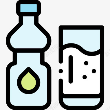 水夏季食品和饮料2线性颜色图标图标