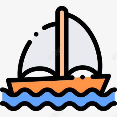 帆船葡萄牙8线性颜色图标图标