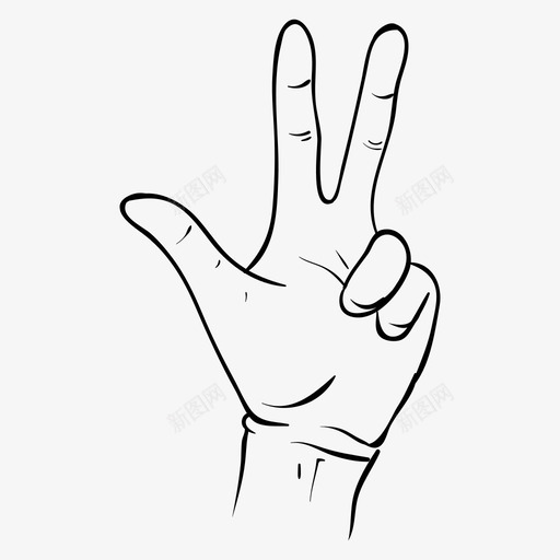 三个手指手势手绘图标svg_新图网 https://ixintu.com 三个 手势 手指 手绘
