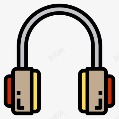 耳机电子设备19线性颜色图标图标