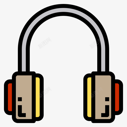 耳机电子设备19线性颜色图标svg_新图网 https://ixintu.com 电子设备 线性 耳机 颜色