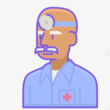 护士化身男性直系颜色图标图标