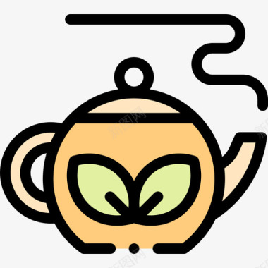 茶精神的21线的颜色图标图标